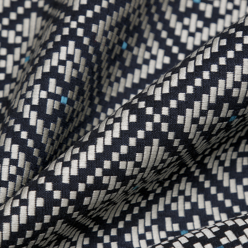 Zoe Patterned Fabric, Steel Blue - Tackler London