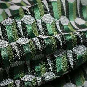 Lilian Patterned Fabric, Forest Greens - Tackler London